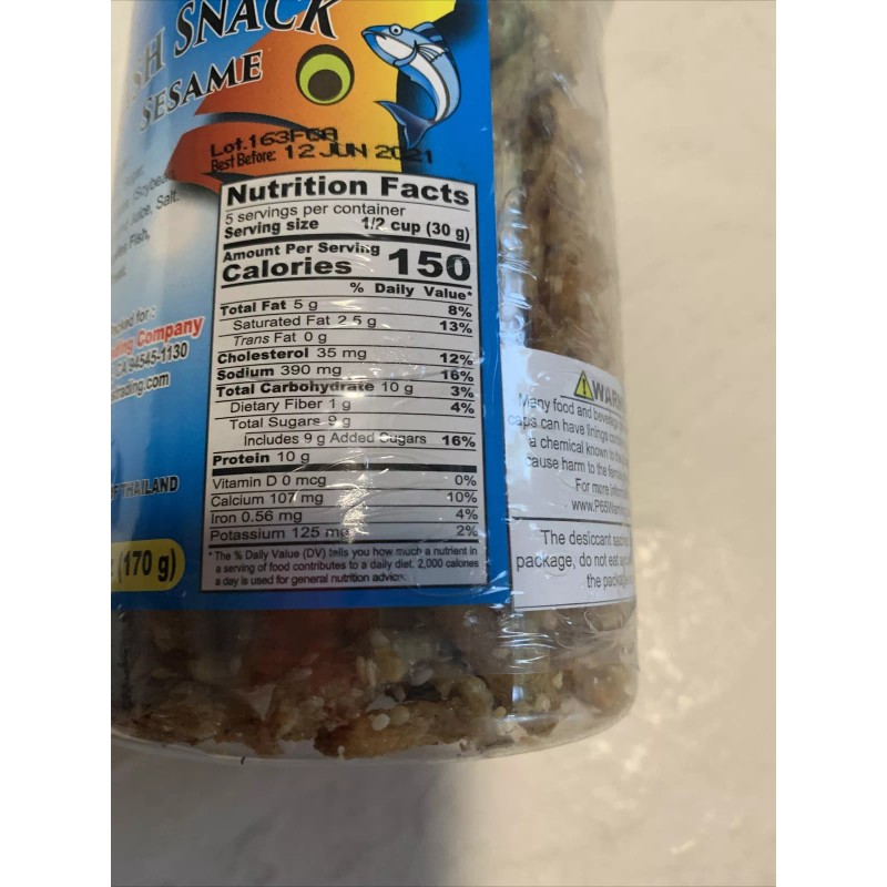 Dragonfly Crispy Anchovies Fish Thai Snack With Sesame 5.95oz