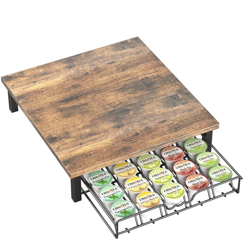 DecoBrothers K-Cup Holder Drawer for 30 Coffee Pods Storage, Rustic