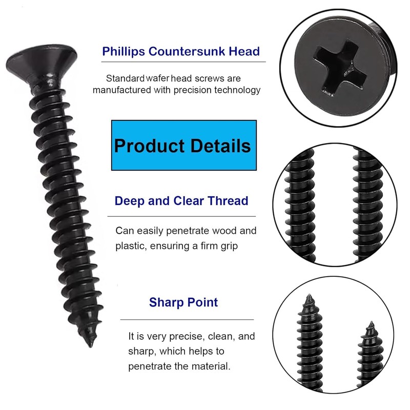 FandWay M3 x 10 mm Flat Head Sheet Metal Screws,