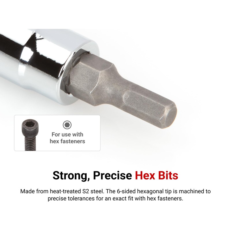 TEKTON 1/4 in Drive Hex Bit Socket Set with Rail,