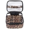 Double Layer Cosmetic Bag PVC Leopard Print Design Portable Large
