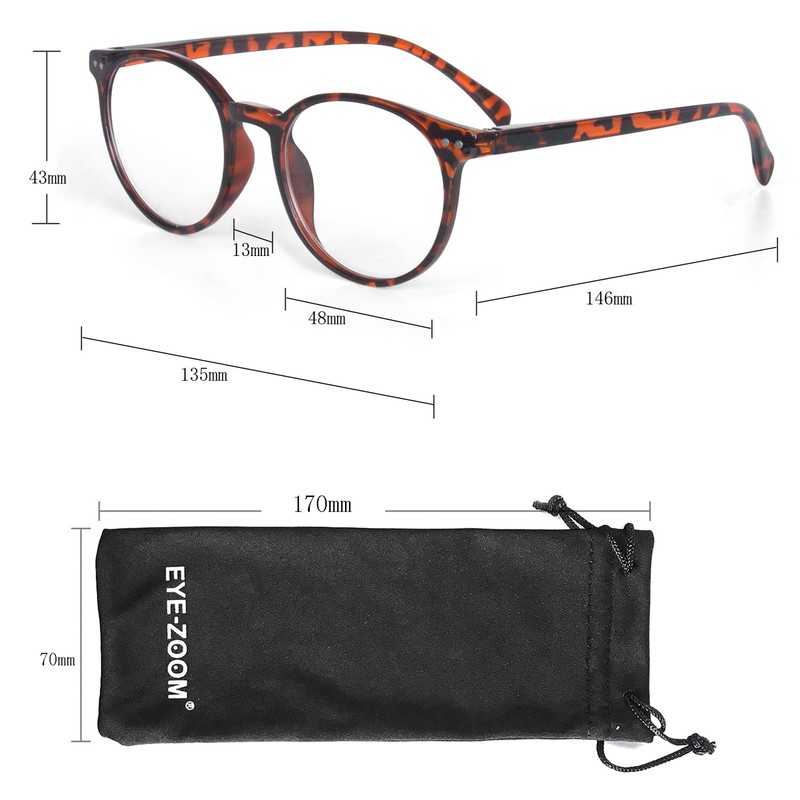 EYE ZOOM 3 Pack Retro Round Plastic Frame Reading Glasses
