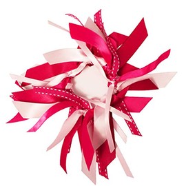 Mia Spirit Grosgrain + Satin Mix Ribbon Cluster Ponytailers, Red and White, For Women, Girls, Dance, Cheer 1pc