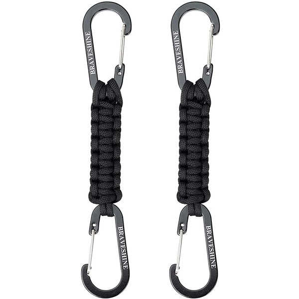 2 Pack Paracord Keychain Keyring Carabiner Clips, Parachute Cord Lanyard