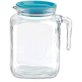 Bormioli Rocco Frigoverre Glass Pitcher with Lid, 77 3/4 Ounce - Teal
