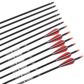 YLSIO Archery Carbon Arrow Hunting Target Practice Arrows 28 Inch with Removable Tips for Compound & Recurve Bow Spine 500 6PCS