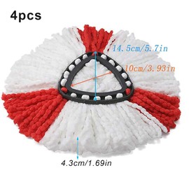 Hmfmdy Mop Replacement Heads, Spin Mop Replacement Head Mop Refill Compatible for vileda Triangle Swivel Mops, Microfiber Mop Head, Reusable Mop Head ( White - 4Pack)