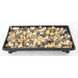 Yubonzai 1 Rectangular Black Plastic Humidity/Drip Tray for Bonsai Tree and House Indoor Plants + Rock 9"x 6"x 1" (B-9+R)