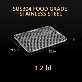 Reginsnow Stainless Steel Drain Tray, Cup & Dish Drying Rack, Drain Board 2 Tier Non Slip Serving Tray with Drainboard Perfect for Sink, Coffee Table, Outdoor (12.5 x 9.8 x 0.98 in)