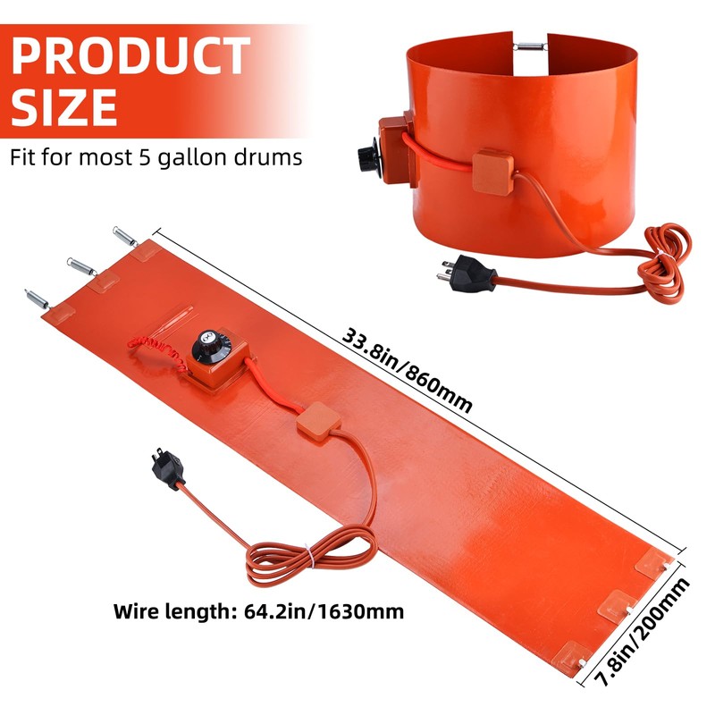 NORJIN Metal Drum Heater, Bucket Heater 5 Gallon, 120V 800