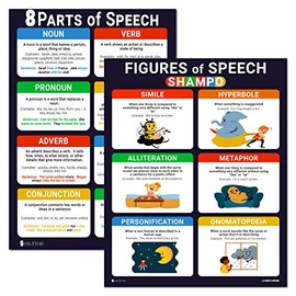 Figures and Parts of speech Grammar LAMINATED Posters 2 Pack (15x19) Young N Refined
