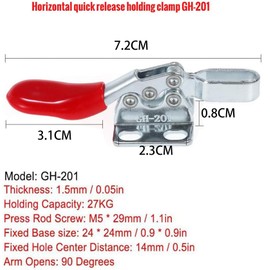 Toggle Lever Tensioners, 15 Pieces 201 Quick Release Set Toggle Clamp, Hand Tool 27 kg 59 lbs Capacity, Non-Slip, Horizontal, Toggle Clamp for Machine Operation, Woodworking