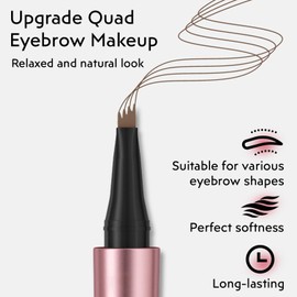2Pcs Microblading Eyebrow Pen, Long-Lasting Waterproof Eyebrow Pencil with 4-Fork-Tip for 3D Realistic Brow, Easily Create Natural Hair-Like Brow Last All-Day, Eye Brow Pencils for Women -Black Brown