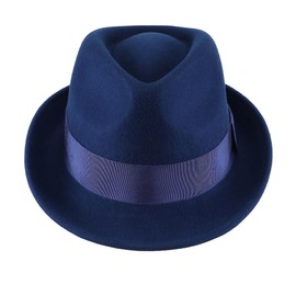 Home Prefer Men's Wool Felt Winter Hat Short Brim Fedora Hat (US, Numeric, 7 1/8, Royal Blue)