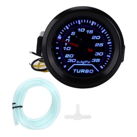 Aqxreight Turbo Boost Gauge, 12V 52mm Turbo Boost Pressure Gauge 35PSI Digital Display Blue Red LED Universal for Car Glow Shift Gauge Glowshift Boost Gauge Automotive Vacuum Gauge