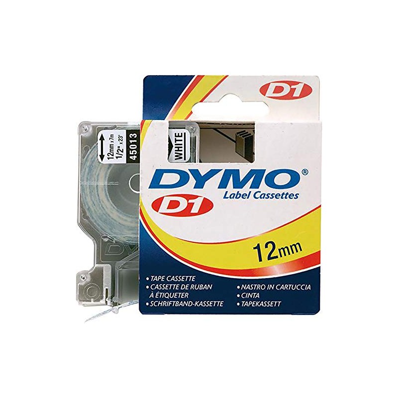DYMO D1 Labelling Tape 45013, 12 mm, Black/White
