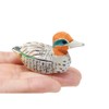 Selsela Eurasian Teal Wooden Duck Figurine - Miniature Bird Statue