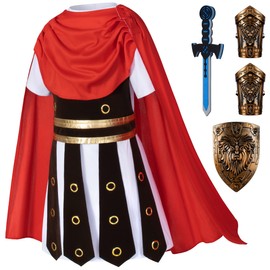 Child Medieval Roman Warrior Knight Renaissance Performance Costume with Accessories 120cm 4-5yrs White
