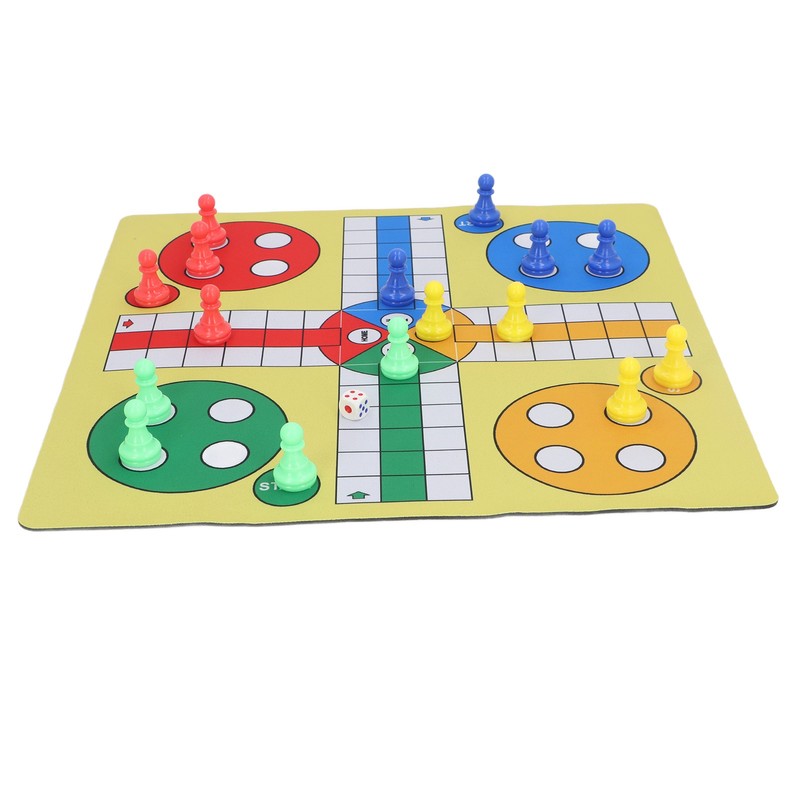 Ludo Chess Set Folding Roll Up Board Game Pad with