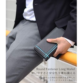 Daylight dl-1038 Men's Long Wallet, PU Leather, W Line, Round Zipper, white