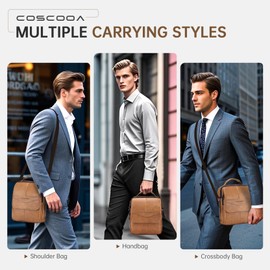 COSCOOA Leather Messenger Bag for Men,Crossbody Bags Mens Purse Handbag with Leather Credit Card Holder Travel Bags Brown