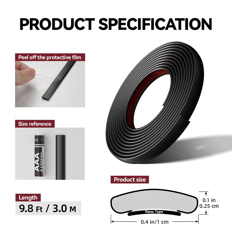 JSIWOTH 9.8 Ft Peel and Stick Wall Molding Trim, Matte