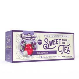 Southern Breeze Hot Brew Sweet Tea Blackberry Iced Tea with Black Tea and Zero Carbs Zero Sugar, 22 Individually Wrapped Family Size Tea Bags