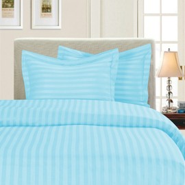 Elegant Comfort Best, Softest, Coziest 3-Piece Duvet Cover Sets! - 1500 Premier Hotel Quality Luxurious Wrinkle Resistant 3-Piece Damask Stripe Duvet Cover Set, King/Cal-King, Aqua Blue