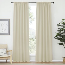 NICETOWN Blackout Curtain Panels Window Draperies - (Beige Color) 34-Inch Wide x72-Inch Long, 2 Pieces, Home Decoration Light & Noise Reducing Window Covering Room Darkening Drapes for Bedroom