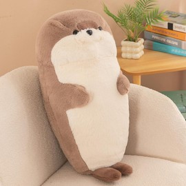 Xshelley 60 cm Otter marine animals Plush Hugging Pillow,Cartoon Sea Otter Stuffed Animal Plush Doll,Christmas Birthday for Kids gift (brown)