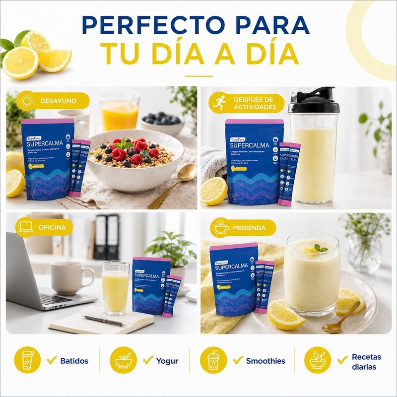 Supercalm Suplemento en Polvo Sabor Limón, 20 Sobres, 90 g