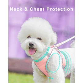 Dog Harness, Reflective Dog Harness, Small, Medium Dogs, Soft Chest Harness, Air Mesh Breathable Safety Harness, Cat Harness for Small Dogs and Cats, Adjustable Harness - Pink, L