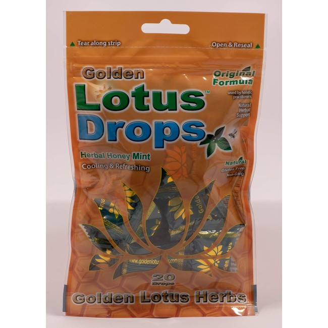 Golden Lotus Drops. Original Formula. Soothing Herbal Honey Mint Lozenge 1 pack. Cough Drops