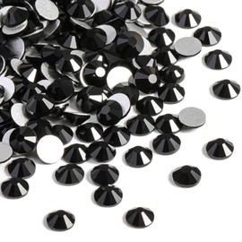 1440 Pcs Flat Back Crystal Rhinestones, Glue Fix Diamante Round Gems for Diamante Gems Nail Art Crafts Clothes Scrapbooking Embellishments DIY Decoration, Black (Black, 2.7-2.9mm)