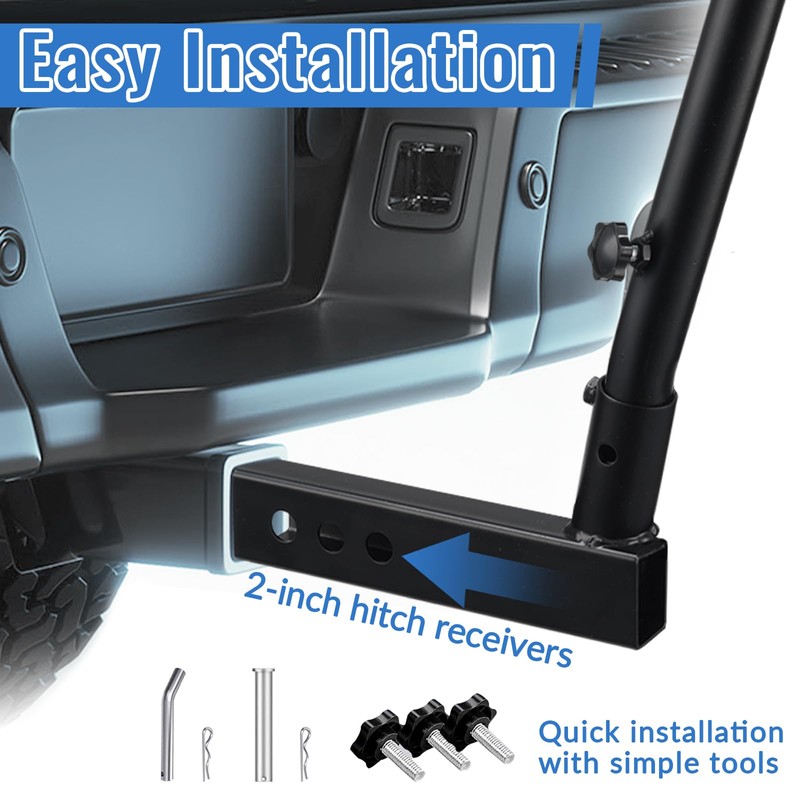 Truck Flag Pole with Hitch Holder – 5FT Heavy Duty