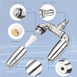 Pressure Washer Twin Turbo Nozzle, Selkie Stainless Steel 360°Rotating Dual Head Turbo Nozzle with 1/4" Quick Connector,3.0 Orifice Twin Turbo Nozzle,4-6 GPM,4000 PSI