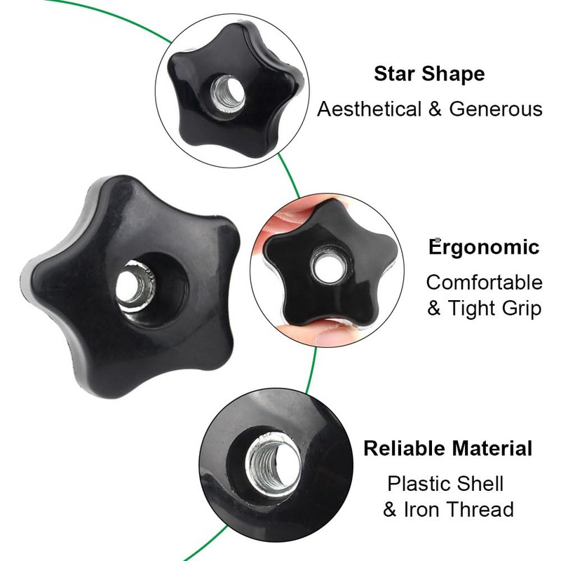 Star Hole Button with M12 Female Thread, Star Nuts Through