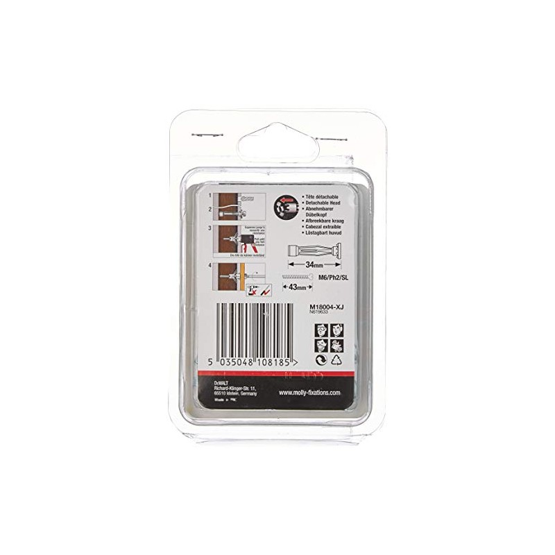 Molly Hollow Metal Cavity Fixing, 13 x 34 mm -