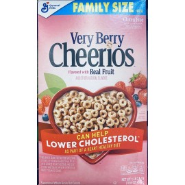 General Mills CHEERIOS FAMILY SIZE VERY BERRY Heart Healthy Whole Grain Oats Cereal 18.6 oz