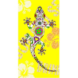 Miracle Home. Microfibre Beach Towel, 100% Polyester, Yellow, 75 x 145 cm