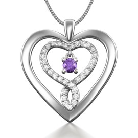 ALLAN KOA Birthstone Necklace for Women – Christmas Gifts for Women, Elegant Sterling Silver Heart Necklace, Perfect for Celebrating her Life’s Special Moments (June Alexandrite)