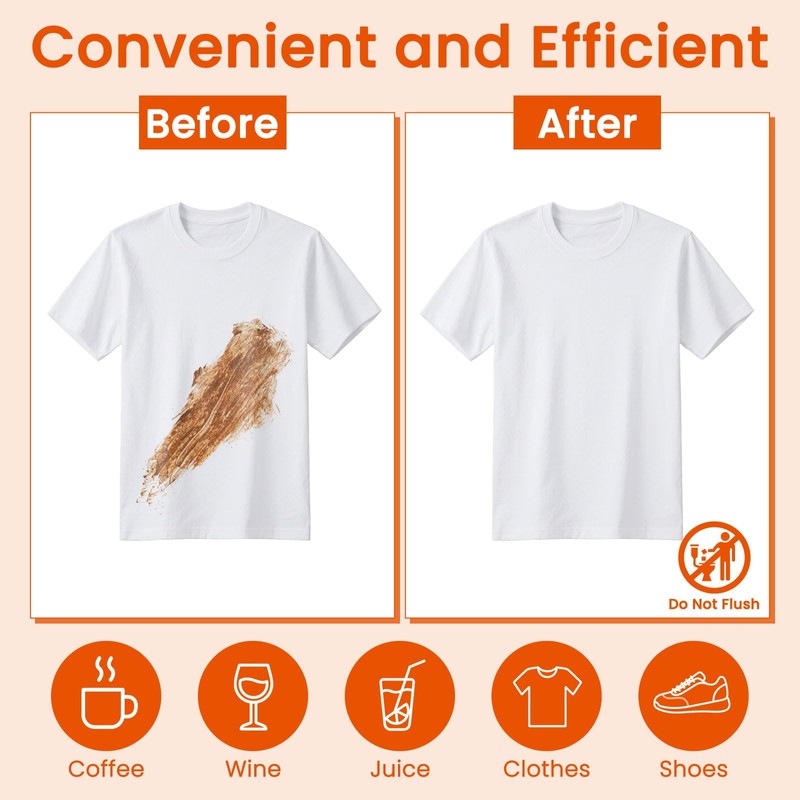 Stain Remover Wet Wipes Bulk, Individual Wrapped Clothes Portable Travel