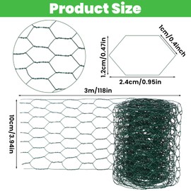 Chicken Wire for Floral Arrangements, 3.94 x 118 Inch Mesh Netting, Flower Wire for Flower Arrangement Supplies Garden Fencing DIY Decorate Craft