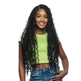 BOBBI BOSS HD Braided Full Lace Front Wig Glueless FLS001 Boho Box Braid 32" (Jet Black 1)