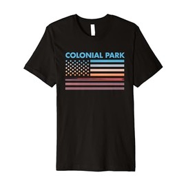 Vintage Sunset American Flag Colonial Park, Massachusetts Premium T-Shirt