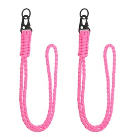 YELARXI Paracord Lanyard, 550 Keychain Lanyard Heavy Duty Necklace Keychains Braided Wrist Strap for Men Women Outdoor Activity Survival Keys Whistle Rope ID Badges (2 Pack, Pink)