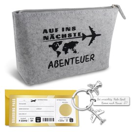 Travel Gift Lucky Charm Travel Felt Cosmetic Bag Guardian Angel Keyring Flight Ticket with Scratch Surface Travel Farewell Gifts for Colleagues, Pilots, Travelers Friends, gray, Travel gift