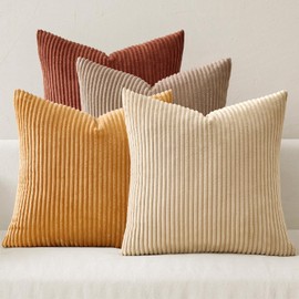 MIULEE Boho Farmhouse Terra Cotta Throw Pillow Covers 18x18 Inch Set of 4 Mordern Nordic Cushion Covers Soft Corduroy Home Decor for Couch Bed Sofa Living Room