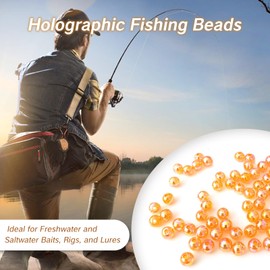NIIIYTYB 100Pcs Fishing Beads for Rigs Soft Floating Beads for Saltwater Freshwater Slip Bobber Stoppers Line Bead Tackle for Salmon Trout Catfish Rattle Stopper Beads Orange Glass Beads for Fishing
