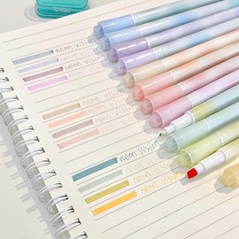 YOSKAEDI Highlighter Pastel Set, 12 Pieces Bible Marker Pens Luminous Pen, No Bleed, Highlighter Pen Pastel Marker, Very Suitable for School Supplies for Learning and Working (Pack of 6)